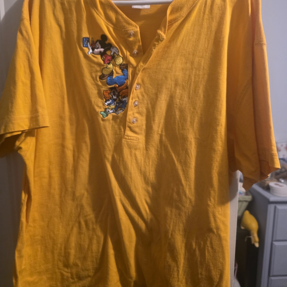 Disney Yellow Casual Button Down Shirt